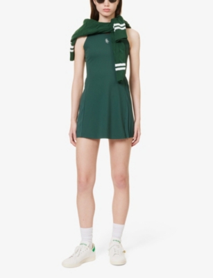 Shop Sporty And Rich Sporty & Rich Women's Forest Logo-embroidered Sleeveless Stretch-woven Mini Dress In Green