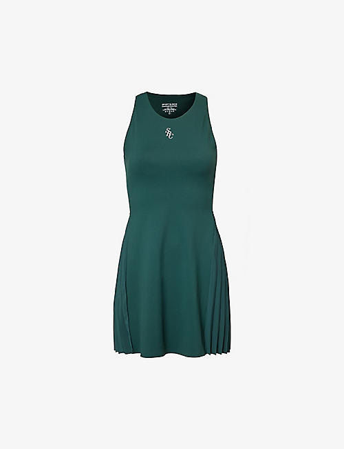 SPORTY & RICH: Logo-embroidered sleeveless stretch-woven mini dress
