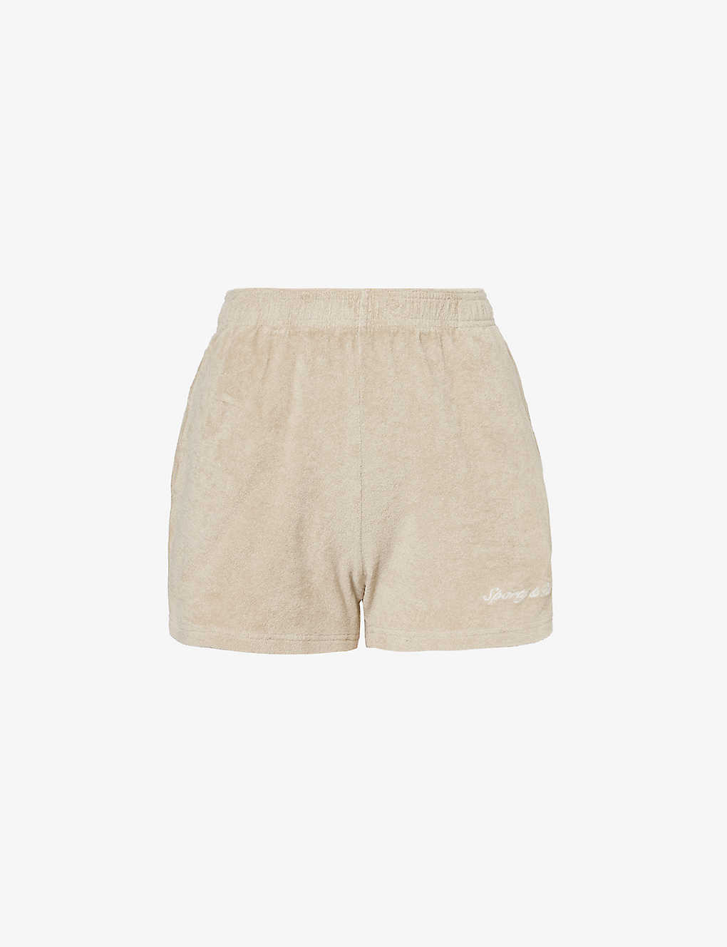Sporty And Rich Logo-embroidered Elasticated-waistband Cotton Shorts In Brown