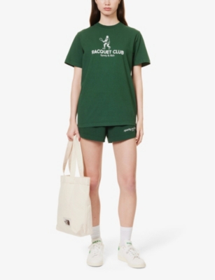 Shop Sporty And Rich Sporty & Rich Women's Forest Backhand Logo-print Cotton-jersey T-shirt In Green