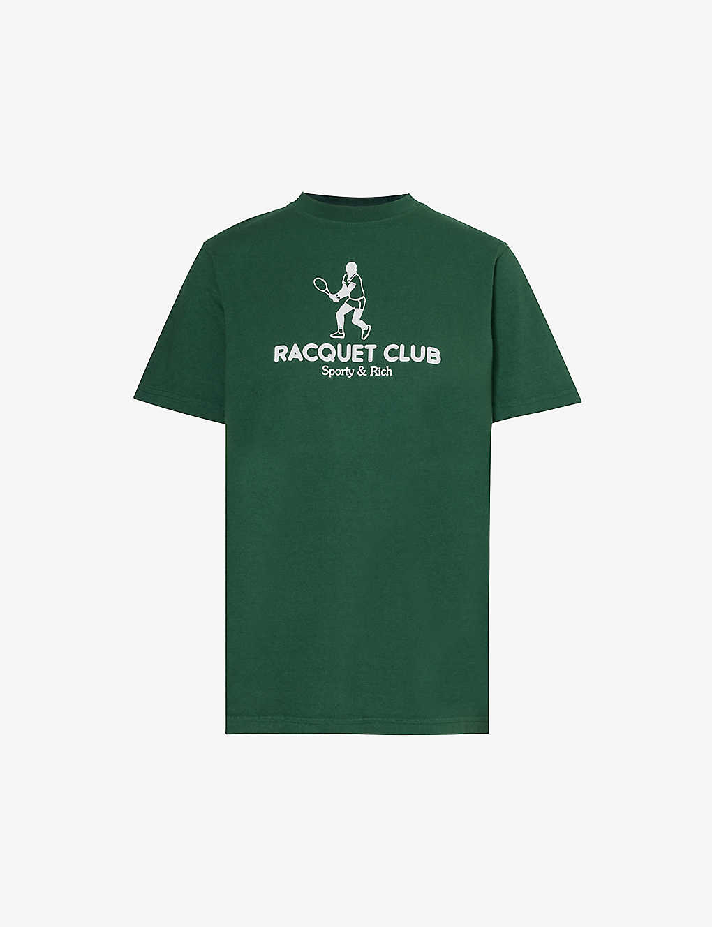 Sporty And Rich Backhand Logo-print Cotton-jersey T-shirt In Green