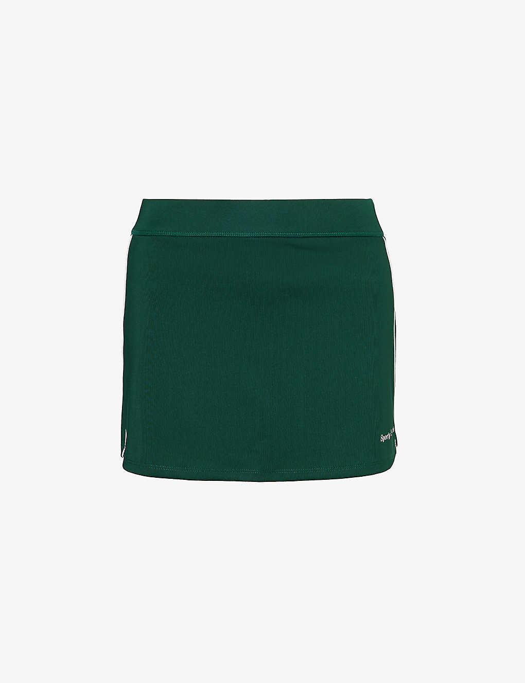Sporty And Rich Logo-print Mid-rise Stretch-woven Mini Skirt In Forest