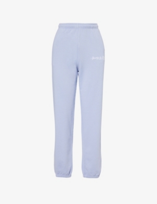 Sporty And Rich Wellness Club Tapered-leg Cotton-jersey Jogging Bottoms In Blue