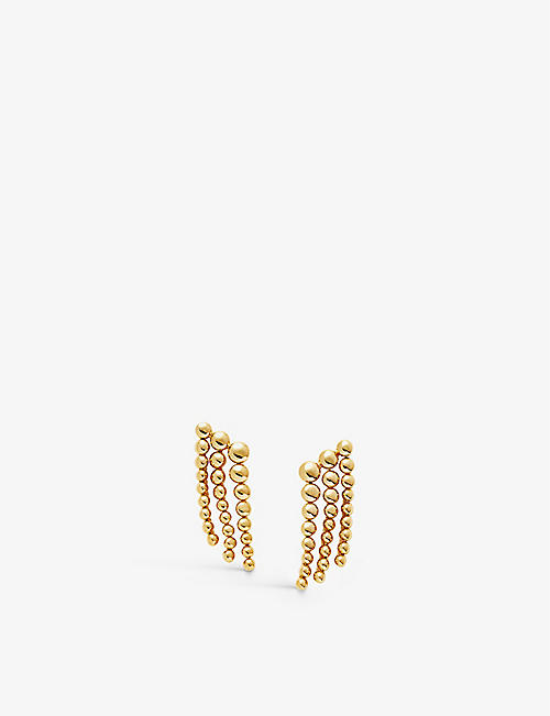 MISSOMA: Articulated waterfall 18ct yellow gold-plated vermeil recycled sterling-silver beaded stud earrings