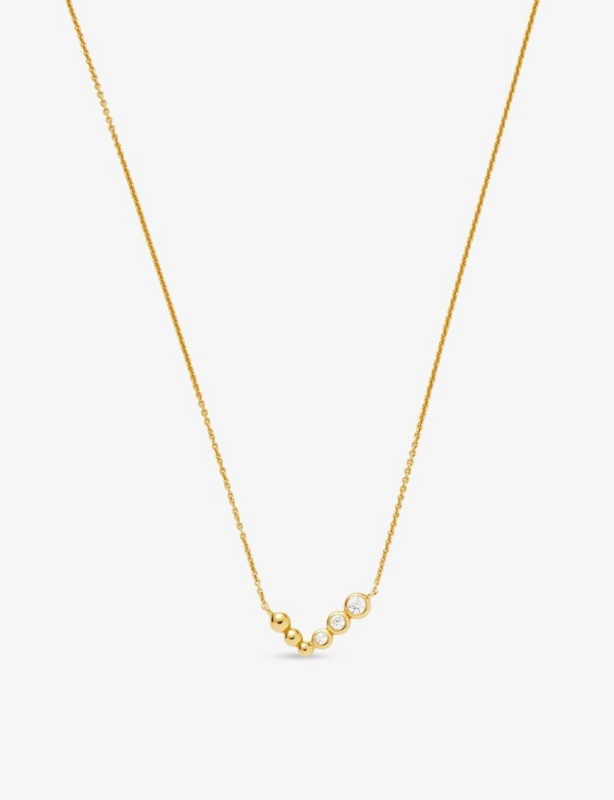 Articulated 18ct recycled yellow gold-plated vermeil recycled sterling-silver and cubic zirconia pendant necklace