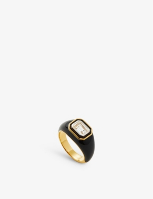 MISSOMA: Domed 18ct recycled gold-plated sterling-silver and zirconia ring