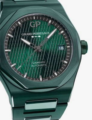 Shop Girard-perregaux 81005-32-3080-1cx Laureato Aston Martin Ceramic Automatic Watch In Green