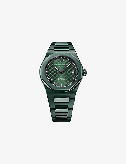 GIRARD-PERREGAUX: 81005-32-3080-1CX Laureato Aston Martin ceramic automatic watch