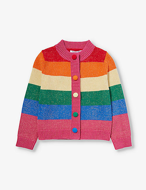 OLIVIA RUBIN: Rainbow striped cotton-blend cardigan 2-13 years
