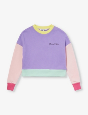 OLIVIA RUBIN: Colourblock branded-print cotton-jersey sweatshirt 4-11 years