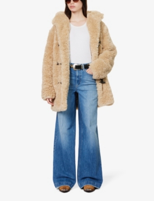 Shop Paige Womens Art Piece Harper Distressed Wide-leg High-rise Stretch-organic Denim Jeans