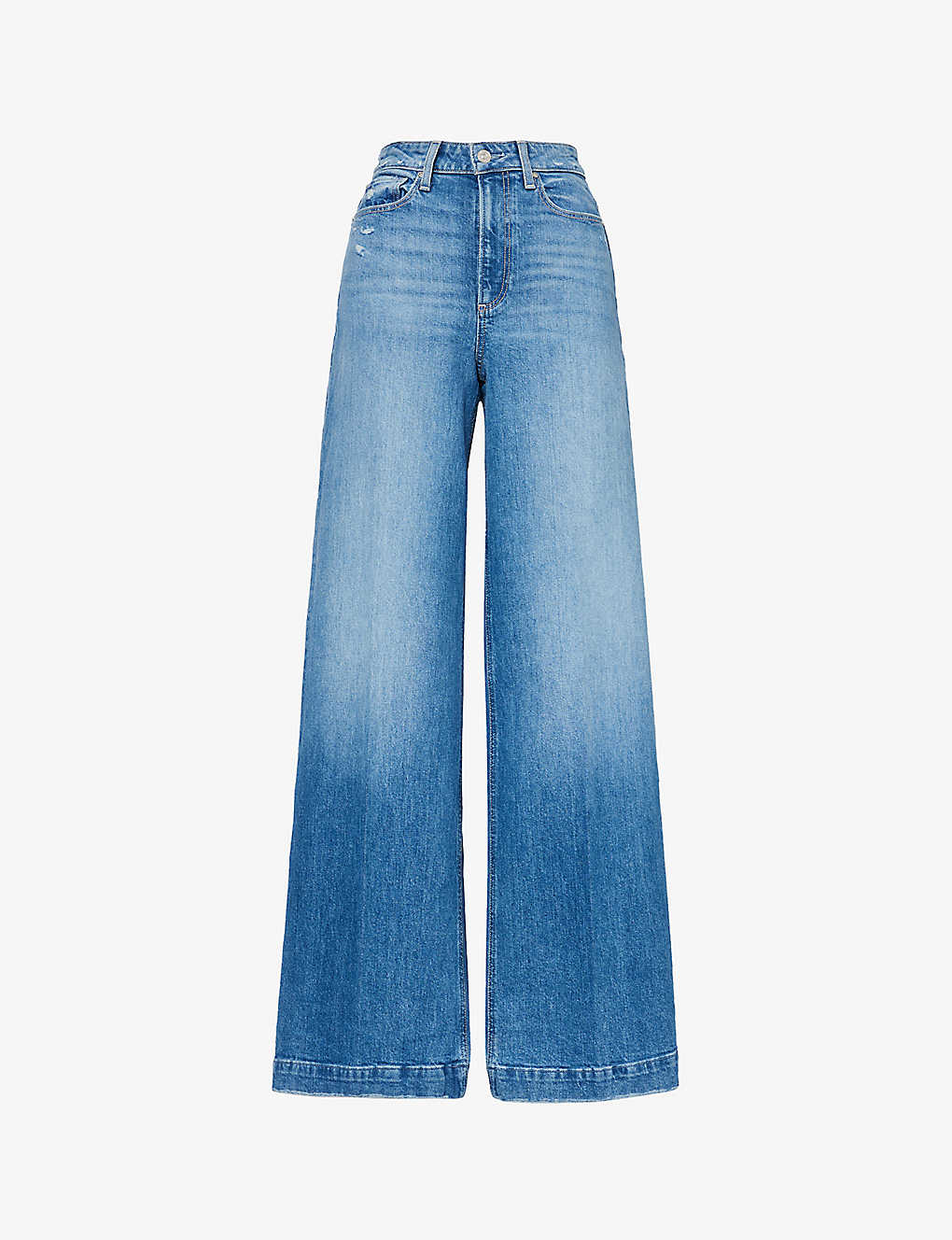 Paige Womens Art Piece Harper Distressed Wide-leg High-rise Stretch-organic Denim Jeans