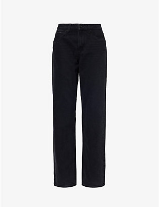 PAIGE: Noella brand-patch mid-rise wide-leg jeans