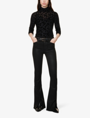 Shop Paige Women's Black Ursula Floral-pattern Stretch-woven Top