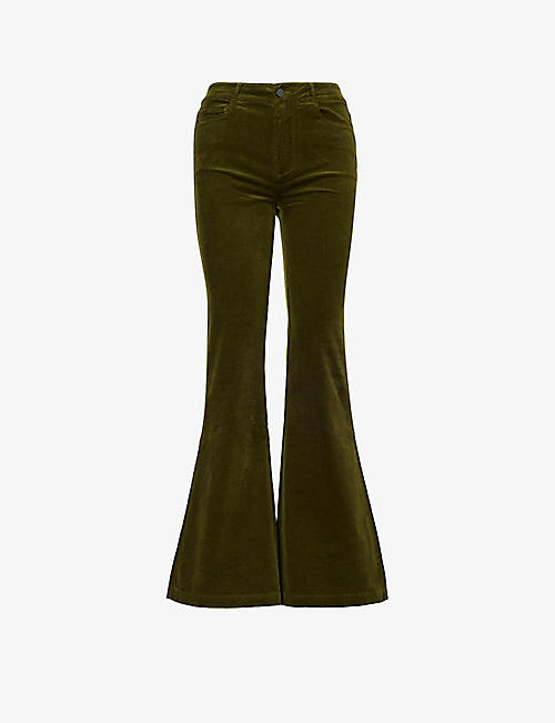 PAIGE: Genevieve flared-leg mid-rise stretch-corduroy jeans