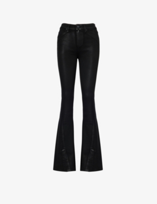 Paige Lou Lou Transcend Black Flared-leg Jeans In Black