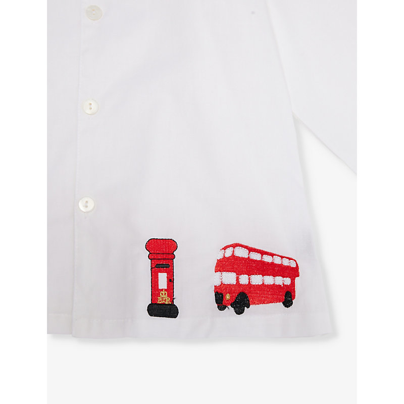 Shop Mini Lunn Girls London Kids London-embroidered Cotton-poplin Pyjamas 2-9 Years
