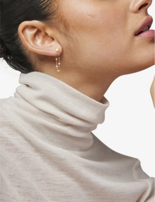 ENAMEL COPENHAGEN: Lola 18ct yellow gold-plated sterling-silver and pearl drop earrings