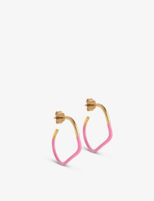 Enamel Copenhagen Womens Pink Sway 18ct Yellow Gold-plated Sterling-silver And Enamel Hoop Earrings