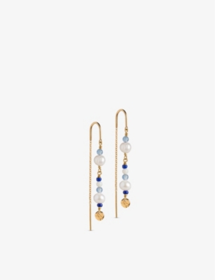 ENAMEL COPENHAGEN: Sofia 18ct gold-plated recycled sterling-silver and pealr drop earrings