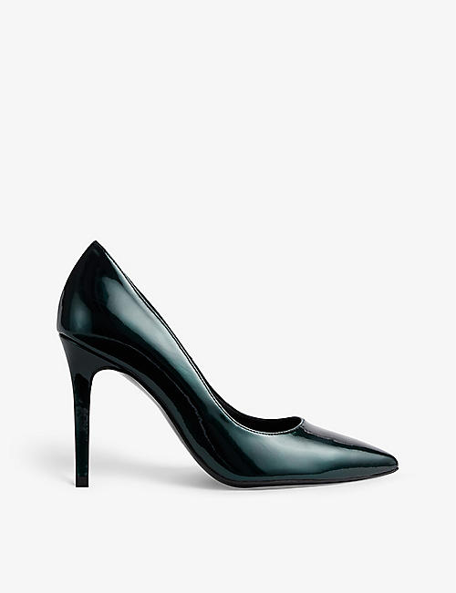 LK BENNETT: Fern metallic heeled patent-leather court shoes