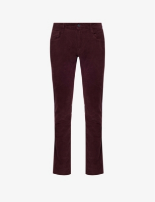 Replay Mens Dark Wine Brand-patch Slim-fit Stretch Cotton-corduroy Trousers