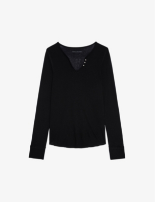 ZADIG&VOLTAIRE: Tunisien star-embellished long-sleeve woven top