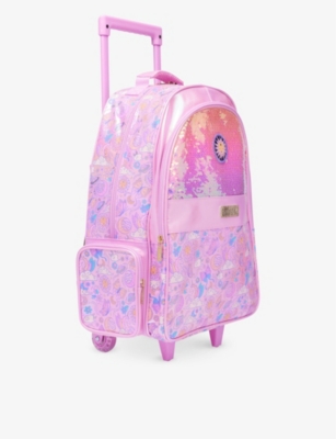 SMIGGLE COSMOS LIGHT-UP WHEELED WOVEN TROLLEY BACKPACK PINK 