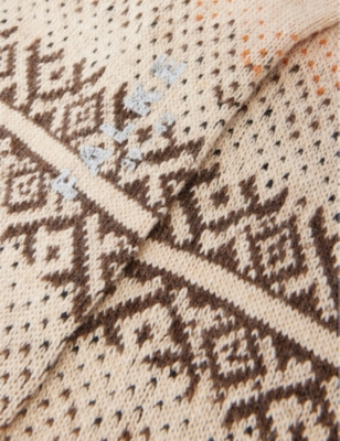 Shop Falke Men's Sandstone Inverness Geometric-print Woven-blend Socks In Cream