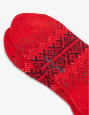 Shop Falke Men's Red Inverness Patterned Knitted Socks