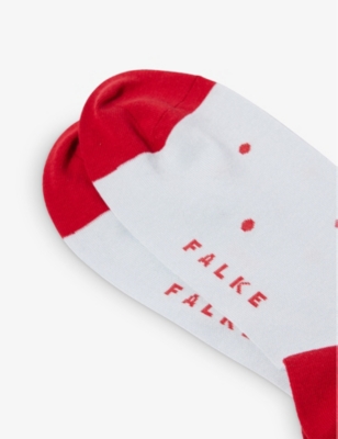 Shop Falke Men's Light Blue Dot-patterned Cotton-blend Socks