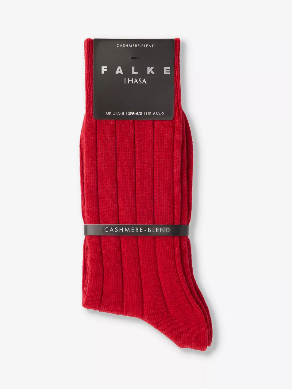 FALKE red chasmere blend knitted socks