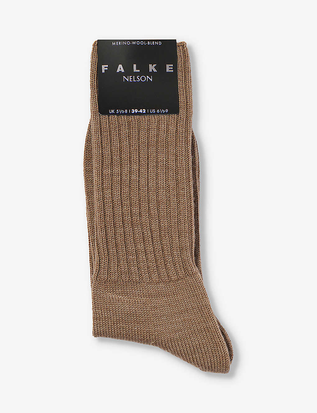 Falke Mens Nutmeg Mel Nelson Calf-length Ribbed Knitted Socks In Brown