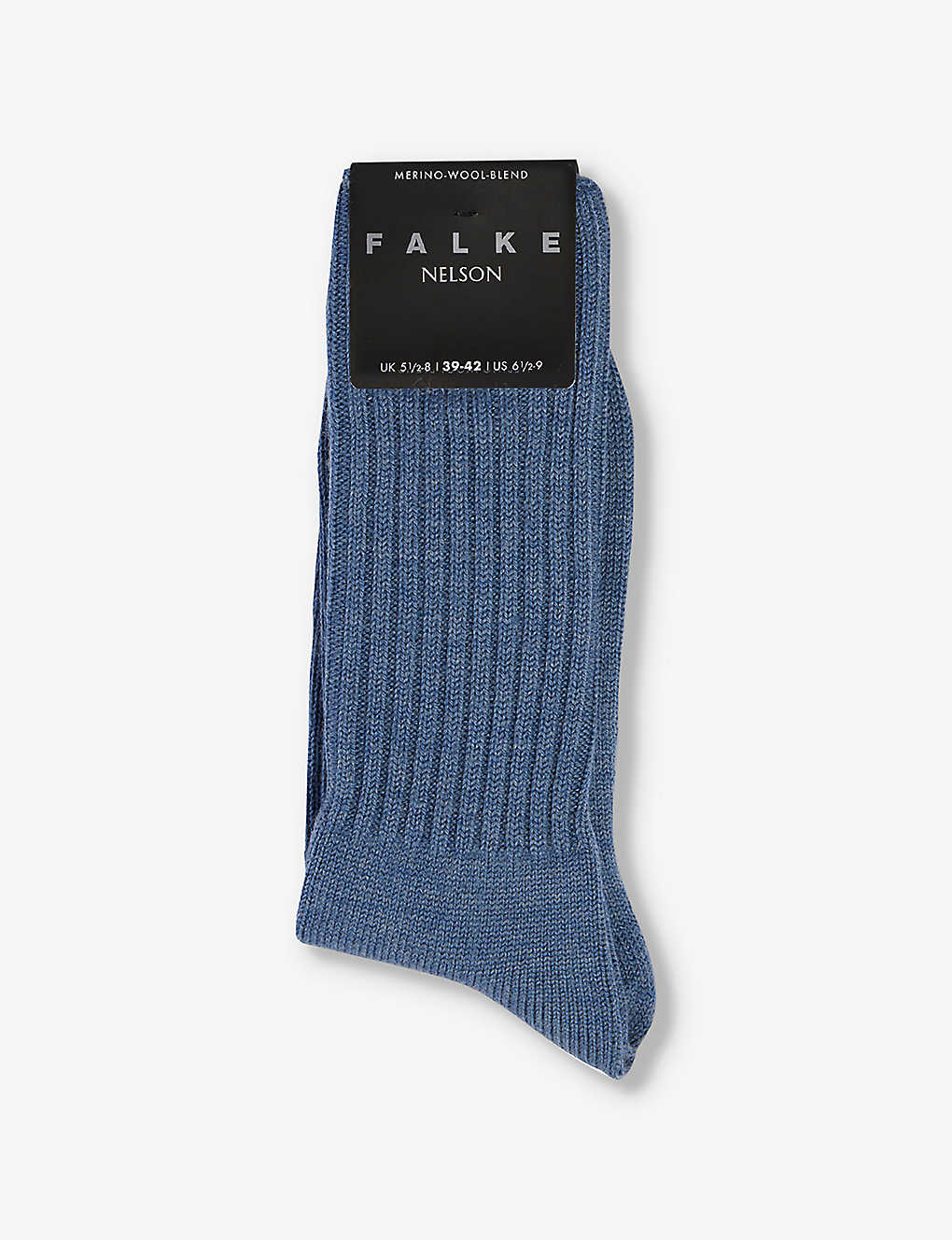 Falke Mens Light Denim Nelson Wool-blend Socks