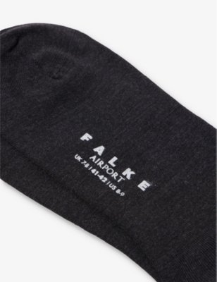 Shop Falke Men's Anthra.mel Airport Ribbed-trim Wool-blend Socks In Grey