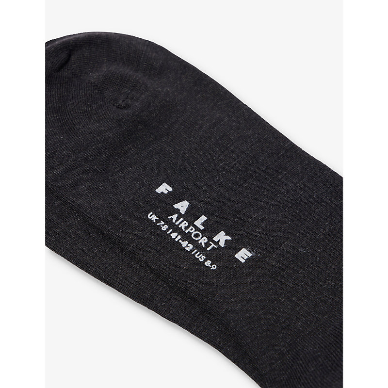 Shop Falke Mens Anthra.mel Airport Ribbed-trim Wool-blend Socks In Grey
