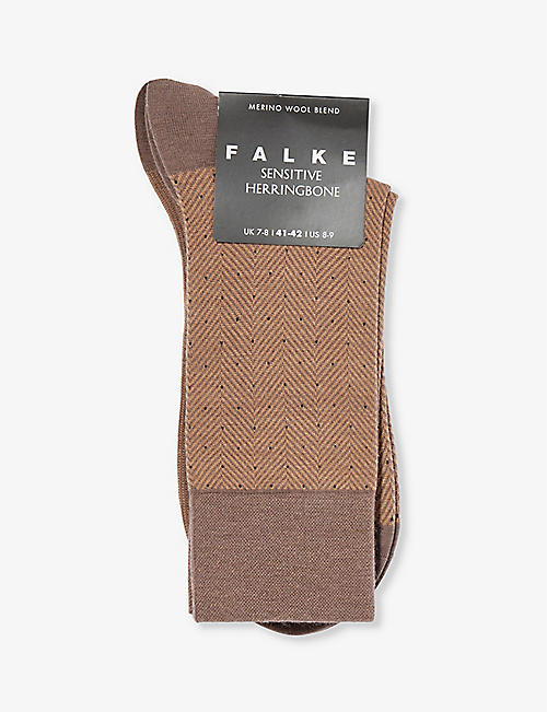 FALKE: Herringbone-pattern wool-blend socks