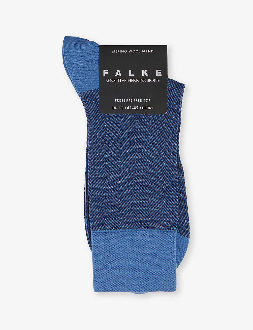 Falke Mens Dusty Blue Herringbone-knit Wool-blend Socks