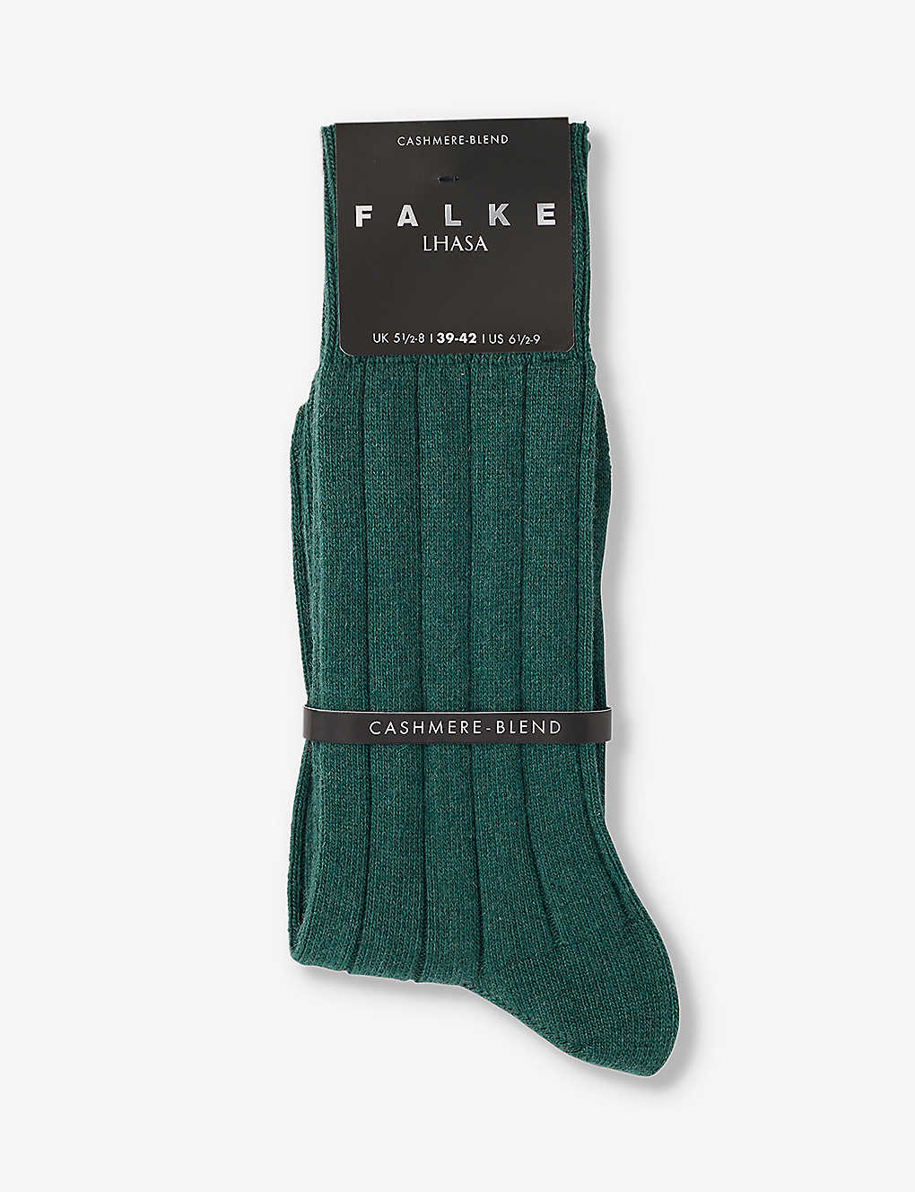 Falke Mens Hunter Green Highshine Brushed Silk-blend Socks
