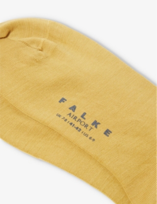 Shop Falke Men's Brass Airport Ribbed-trim Wool-blend Socks In Brown