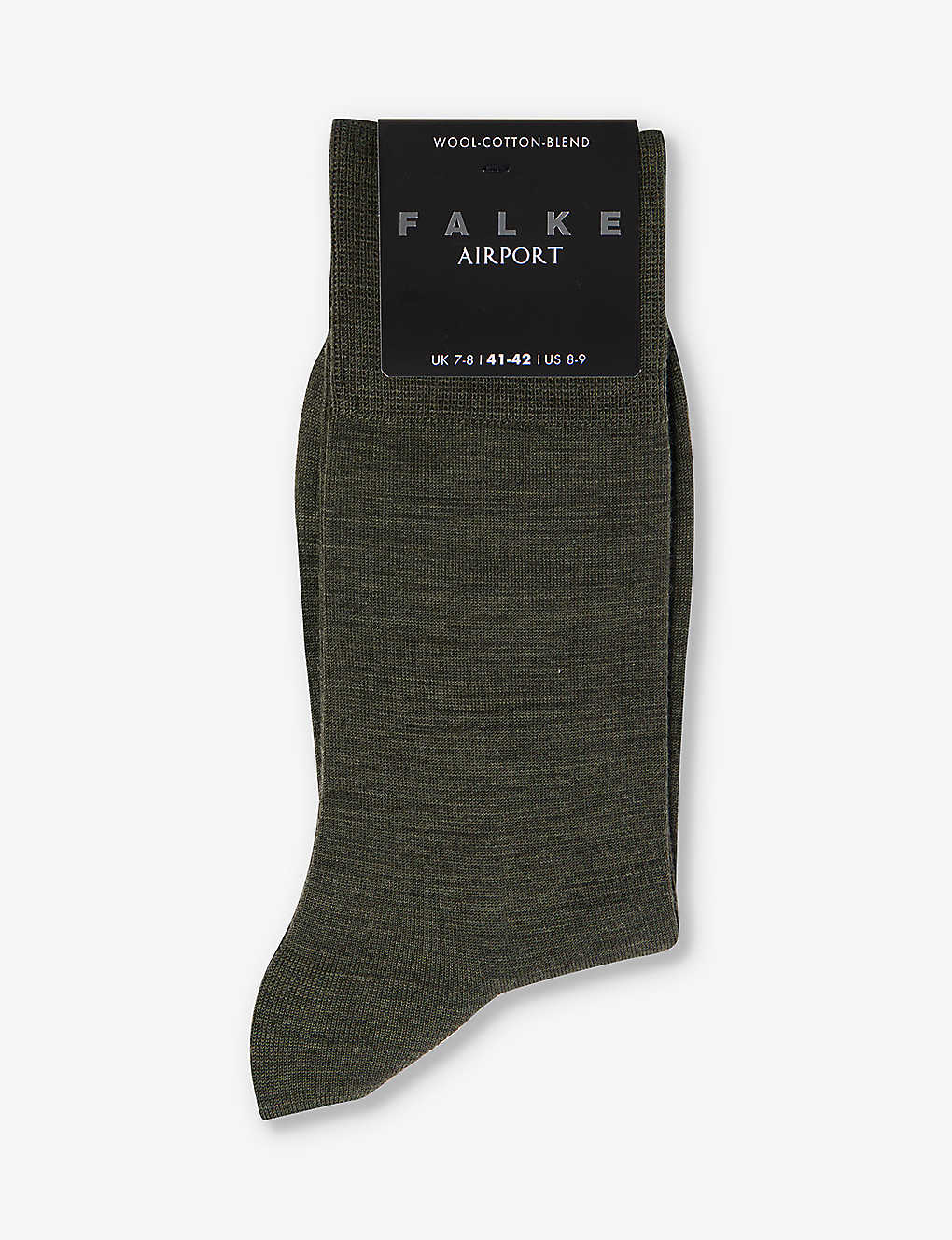 Falke Mens Green Mel. Airport Ribbed-trim Wool-blend Socks