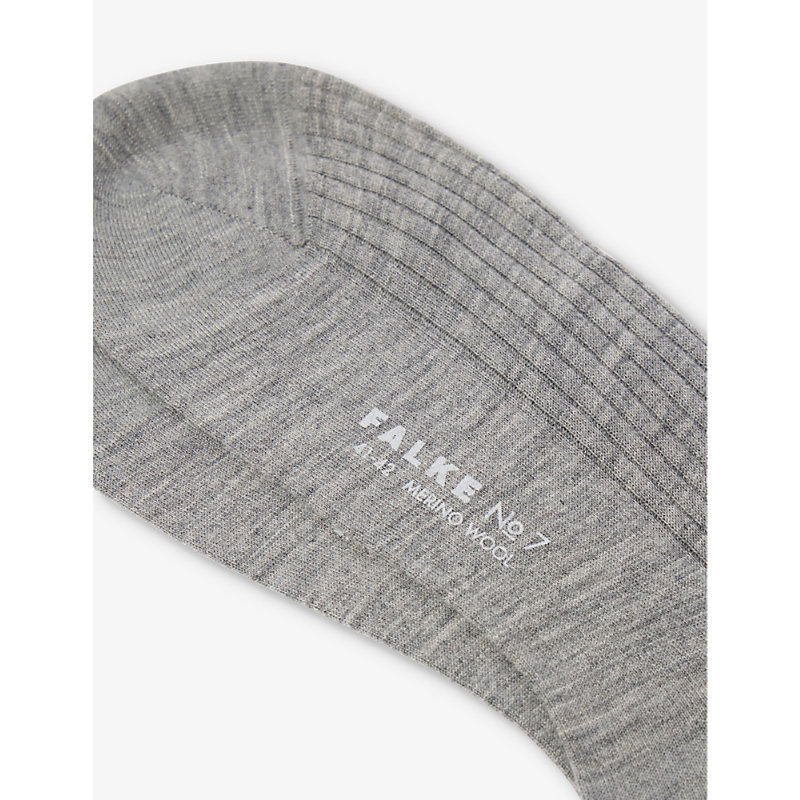 Shop Falke Men's Light Grey Melange Brand-print Ribbed-trims Wool-blend Socks