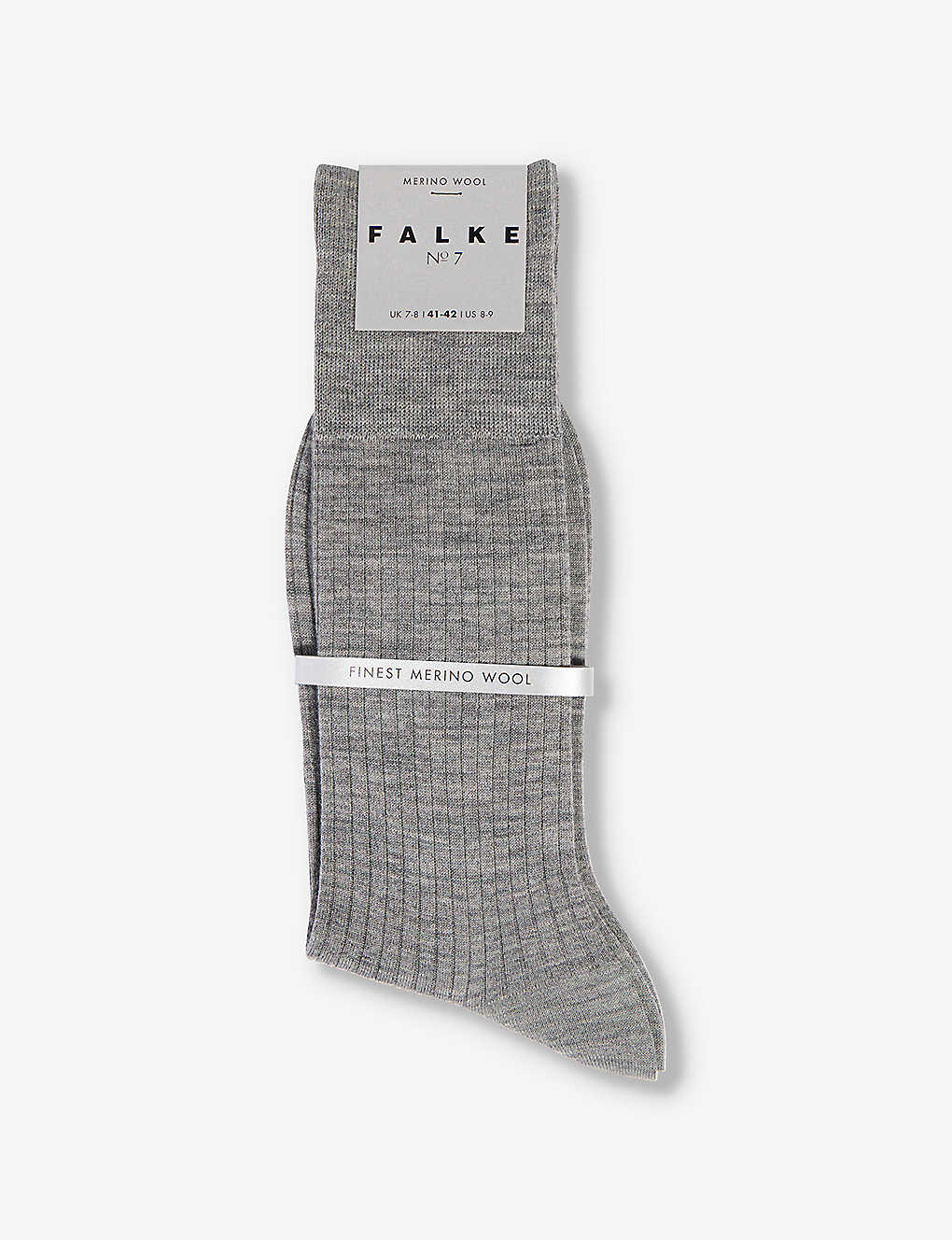Falke Mens Light Grey Melange Brand-print Ribbed-trims Wool-blend Socks