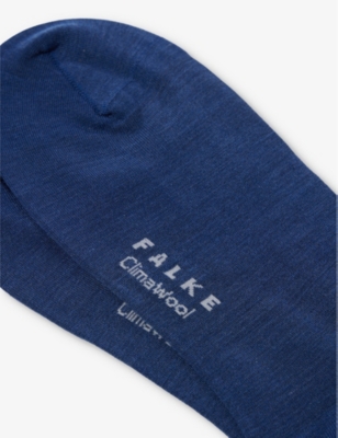 Shop Falke Men's Royal Blue Climawool Branded-sole Stretch-knit Socks