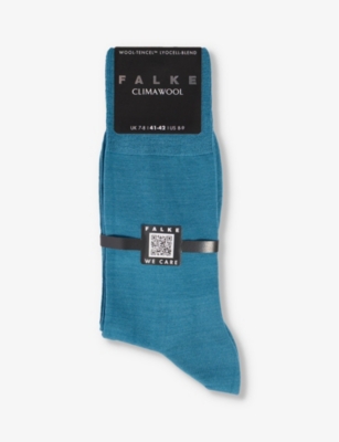 Falke Mens Peacock Climawool Branded-sole Stretch-knit Socks