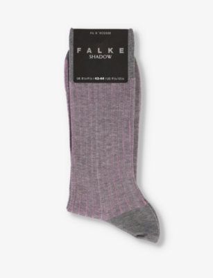 Falke Shadow Mercerized Cotton & Nylon Dress Socks In Ash