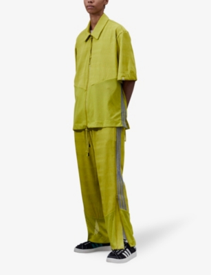 Shop Song For The Mute Men's Lime X Adidas Brand-stripe Regular-fit Stretch Recycled Polyester-blend Shir