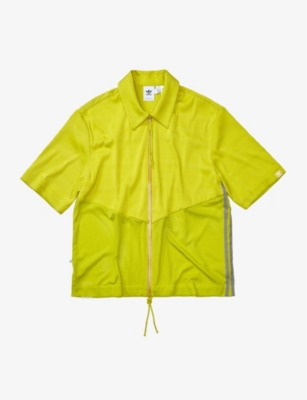 Shop Song For The Mute Men's Lime X Adidas Brand-stripe Regular-fit Stretch Recycled Polyester-blend Shir