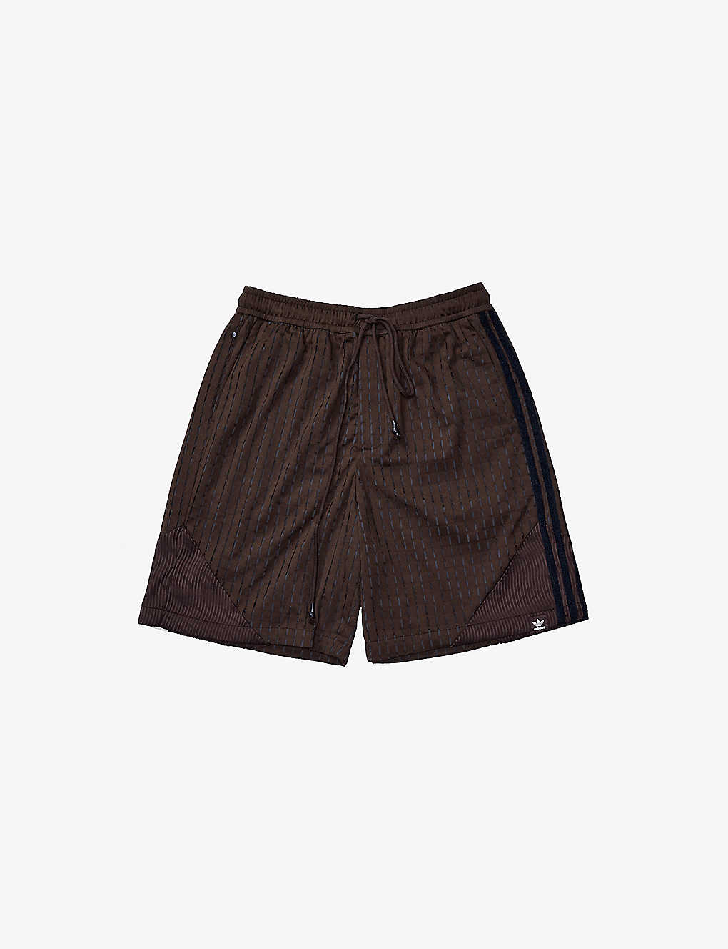 SONG FOR THE MUTE SONG FOR THE MUTE MEN'S BROWN X ADIDAS BRAND-STRIPE RECYCLED POLYESTER SHORTS