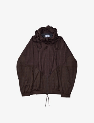 Shop Song For The Mute Men's Brown X Adidas Brand-patch Relaxed-fit Stretch Recycled Polyester-blend Jack